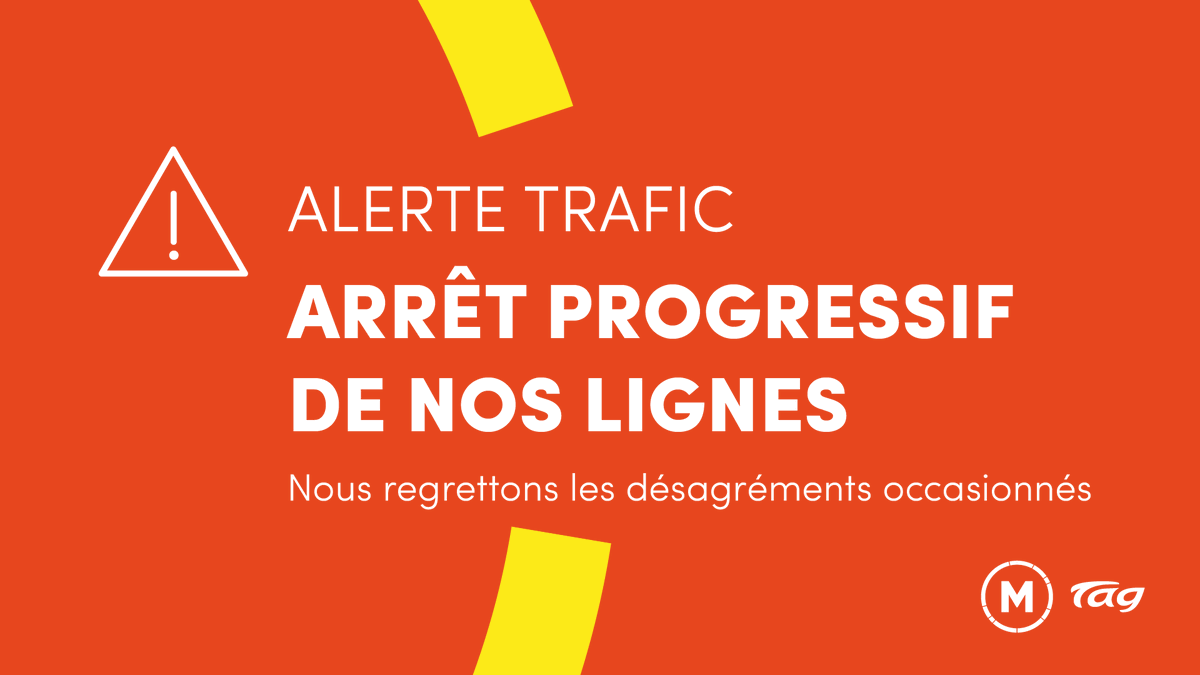 transportsmreso's tweet photo. 🚨ARRET PROGRESSIF DES LIGNES DU RESEAU TAG
Suite droit de retrait, nos conducteurs appliquent leur droit de retrait. Les lignes de bus et trams s'arrêtent progressivement ce mardi 19 avril à partir de 08h30.

Nous regrettons les désagréments. https://t.co/1raT6emSY0