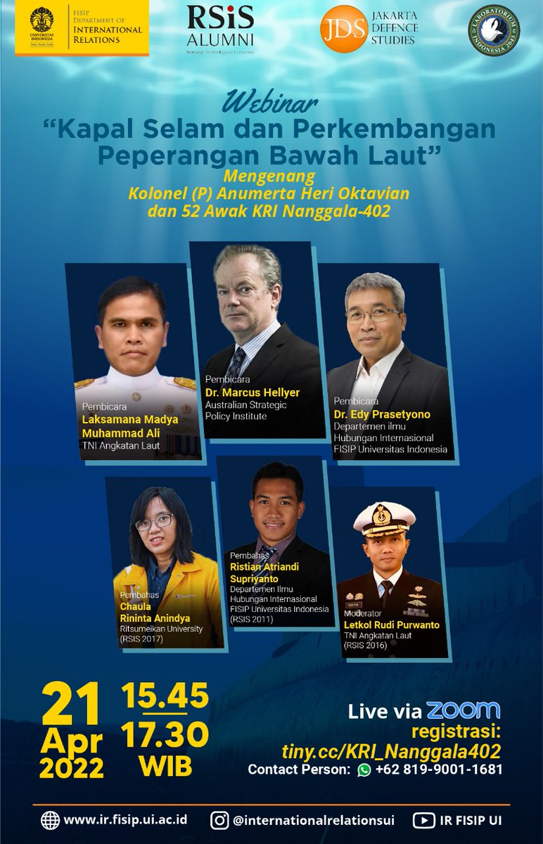 Kamis, 21 April pukul 15:45 - 17:30 kita ngabuburit online sambil nonton webinar "Kapal Selam dan Perkembangan Peperangan Bawah Laut" yuk registrasi sekarang! 😉