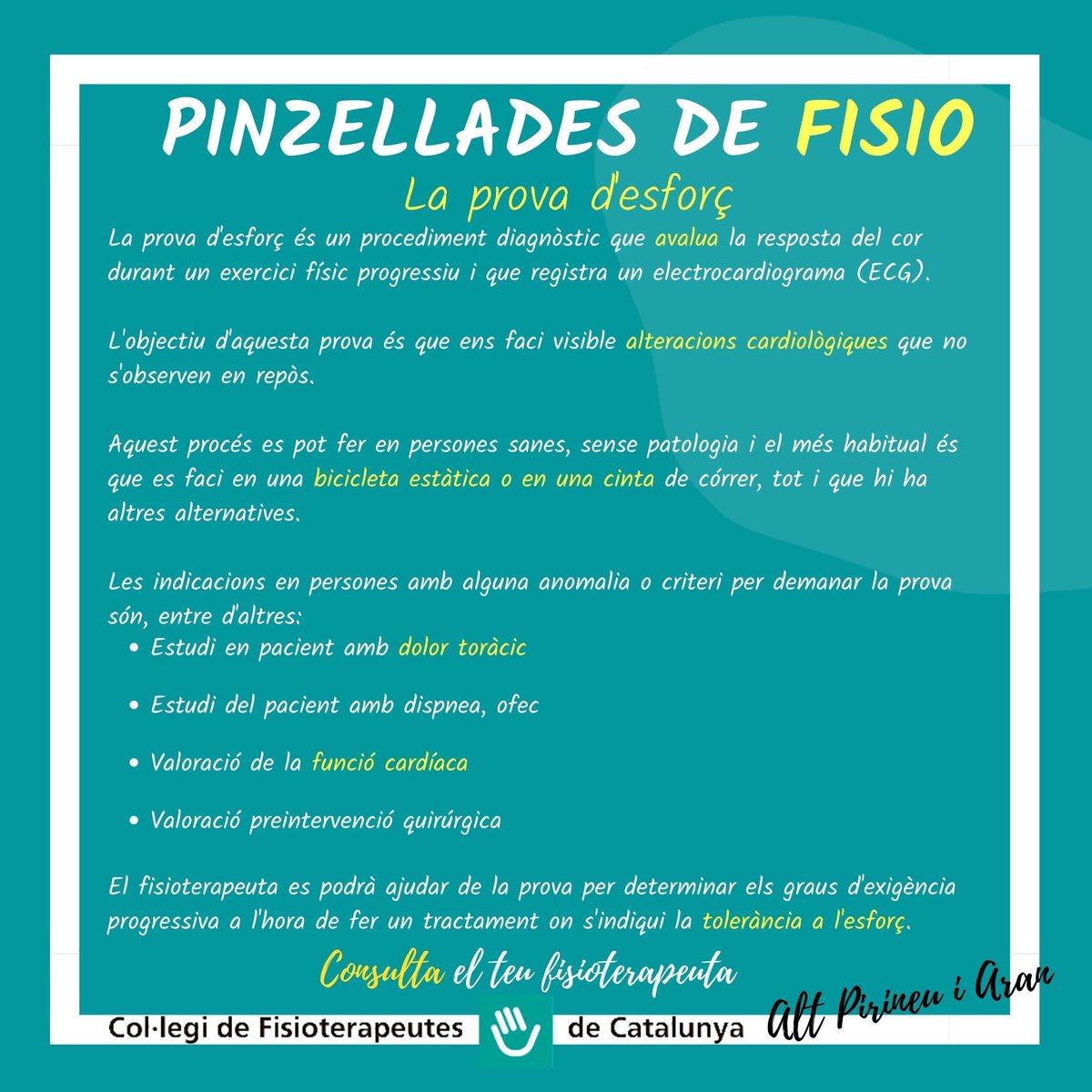 LA PROVA D'ESFORÇ @flaut4 @colficat <a href="/salut_cat/">Salut</a> @colficatlleida @colficatcentral @colficatebre @radioseu @fshlaseu
#fisioteràpia #fisioterapia