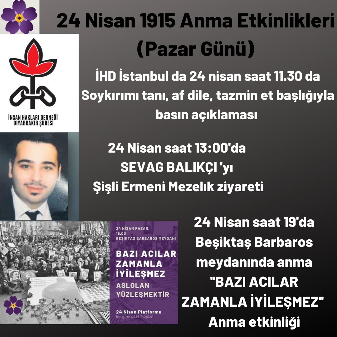Bu pazar yapılacak 24 Nisan 1915 Anma etkinlikleri
#Ermeni #1915 #SevagBalıkçı