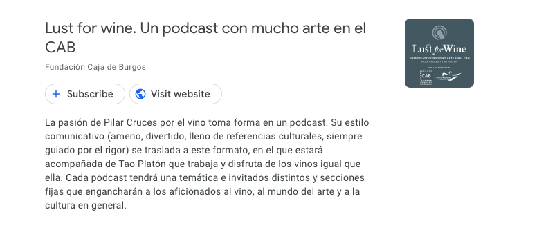 Agenda #winelover 20 y 21 abril: Podcast con mucho arte en el Centro de Arte de Burgos con <a href="/lustforwine_es/">Lust for Wine</a> y <a href="/TaoPlaton/">Tao</a> y monográfico de vinos de Portugal, también con Lust for Wine
spanishwinelover.com/disfruta-549-c…