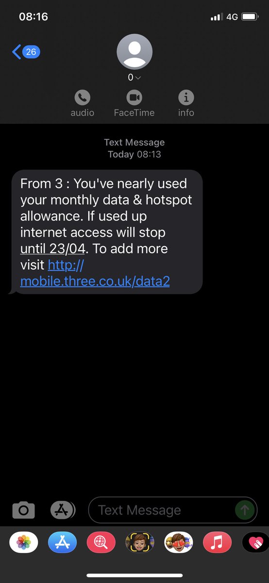 Deliab74's tweet photo. @ThreeUK I have just received this message from #threeUK satiating that my data allowance is running low. But when checking my account I only spent half of my allowance this month. Just flagging this. https://t.co/miB50e1bEK
