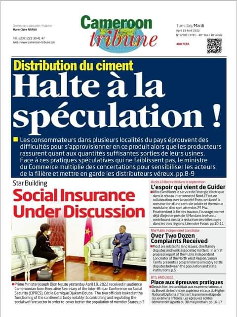 Good morning dear MMI readers. 

It is a cold morning in most parts of #Cameroon and so you might like to keep warm when stepping out.

We start today with the newspaper review.

Get the latest news updates on mimimefoinfos.com

Contact us (WhatsApp Only): +237679135573