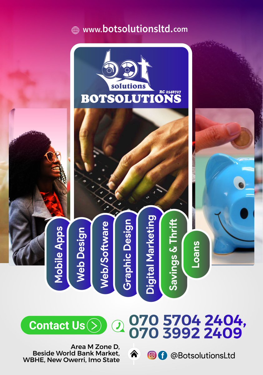 botsolutionsltd's tweet image. We provide solution(s), not just a service. Chat/Call 070 5704 2404, 070 3992 2409
wa.me/message/PDLGQY…
#Botsolutions #GoDigital #ScaleUp