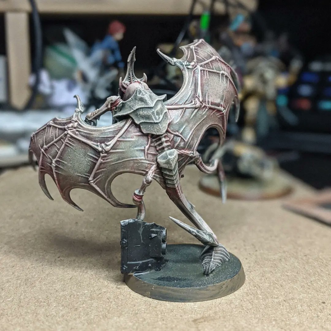 valleydweller's tweet image. Did about 90m of #parasiteofmortrex work tonight on stream. I'll cut a highlight vod of it. @WarComTeam 
This is basically 3 base pots and a contrast pot. Soft ramps and mixing. #overbrush #drybrush #minipainting