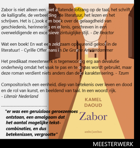blaisetolky's tweet photo. De definitie van een meesterwerk: Het is een geschenk voor ons allemaal, het overstijgt de grenzen van de tijd, het is anders dan alles wat ervoor is geweest, het leert ons echt iets nieuws, het communiceert op een unieke manier met ons. Zo'n geschenk is #Zabor van Kamel Daoud. https://t.co/D1j0KJQNtK