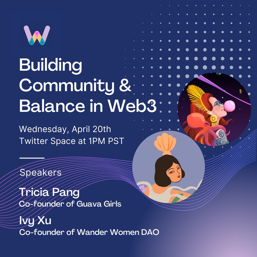 GuavaGirlsNFT's tweet photo. Join us on Wednesday for a fireside chat with @trishamafish and @ivyxvine, Co-founders of Guava Girls and Wander Women DAO, as they discuss their journeys in building NFT communities.✨ https://t.co/XTVwiI1ySL