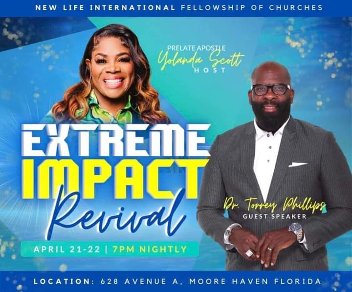 Yolanda_C_Scott's tweet photo. Join Us this WEEK‼️
#MOOREHAVEN Florida‼️
2-Days of EXTREME IMPACT REVIVAL ‼️
Special Guest Dr. Torrey Phillips Phillips‼️
#expectExtremeIMPACT
#weareNewlife #weEmpower #wedominate
#WeBuildFamilies #wewintogether https://t.co/8PHvFvi9Qd