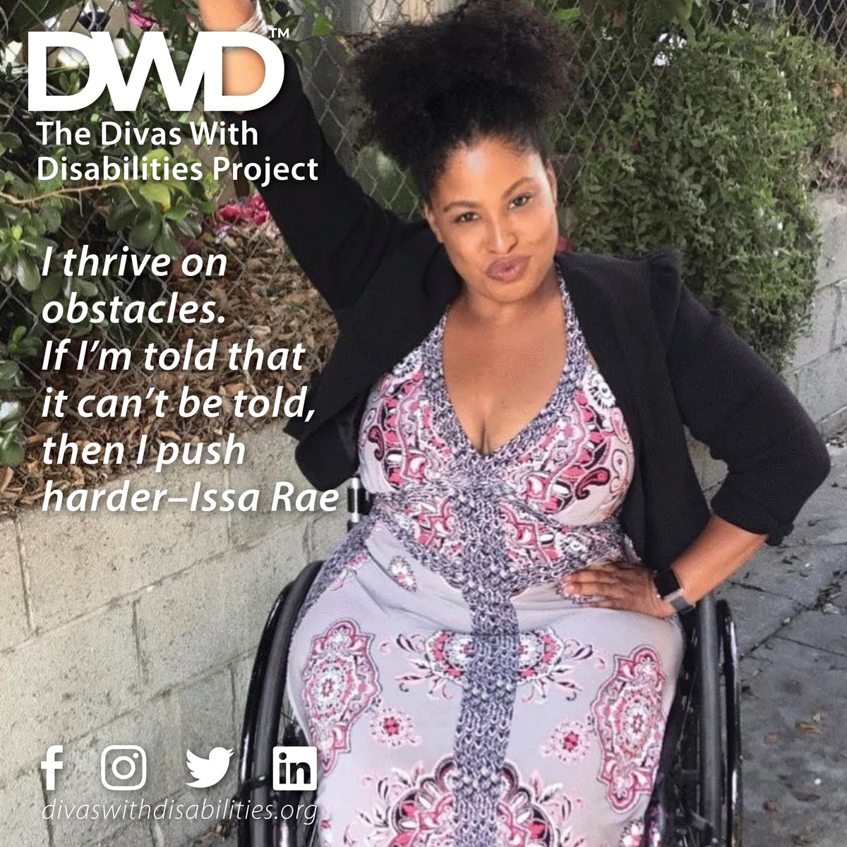 DWD_Project's tweet photo. The greater the obstacle, the more glory in overcoming it.
Never forget that you are #capable and it can be done!
#PositiveVibesOnly
#PositivityTuesday
#DivasWithDisabilities
#ShowingUpUnapologetically
#DisabilityNonProfit
https://t.co/XjFxXxzash https://t.co/me6YV2jD5F