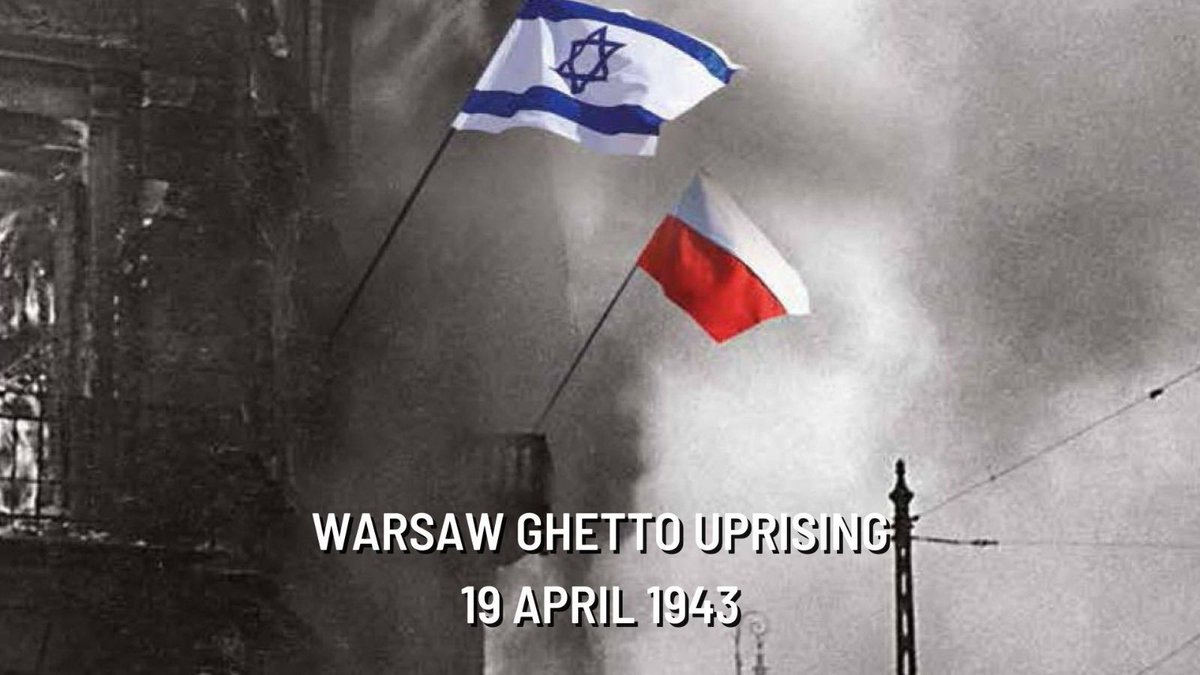 On 19 April 1943 the Germans had been carrying out the final liquidation of the Jewish population of #Warsaw, the Ghetto Uprising broke out.

Around 460,000 people were living in the ghetto. Most of them were killed at #Treblinka death camp.