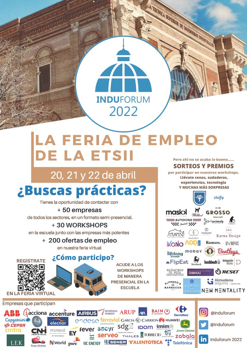 Mañana se inaugura Induforum 2022, la Feria de Empleo de la ETSI Industriales, organizada por estudiantes de la Escuela. 
<a href="/induforum/">Induforum 2022</a>