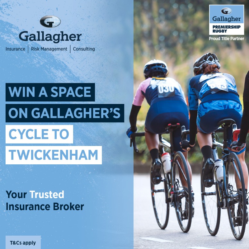 BristolBears's tweet photo. 𝗖𝗬𝗖𝗟𝗘 𝗪𝗜𝗧𝗛 𝗟𝗘𝗚𝗘𝗡𝗗𝗦 🚴
Win a space on @GallagherUK's charity cycle, #RoadToTwickeham 🛣️
Click below & answer competition question to enter.
T&Cs apply. Comp ends at 23:59 BST on 26/04/2022.
#GallagherPrem #Rugbyslocalbroker #YourTrustedInsuranceBroker