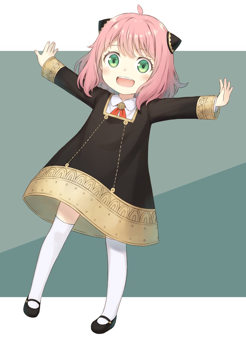 anya (spy x family) 1girl solo eden academy school uniform pink hair green eyes school uniform dress  illustration images