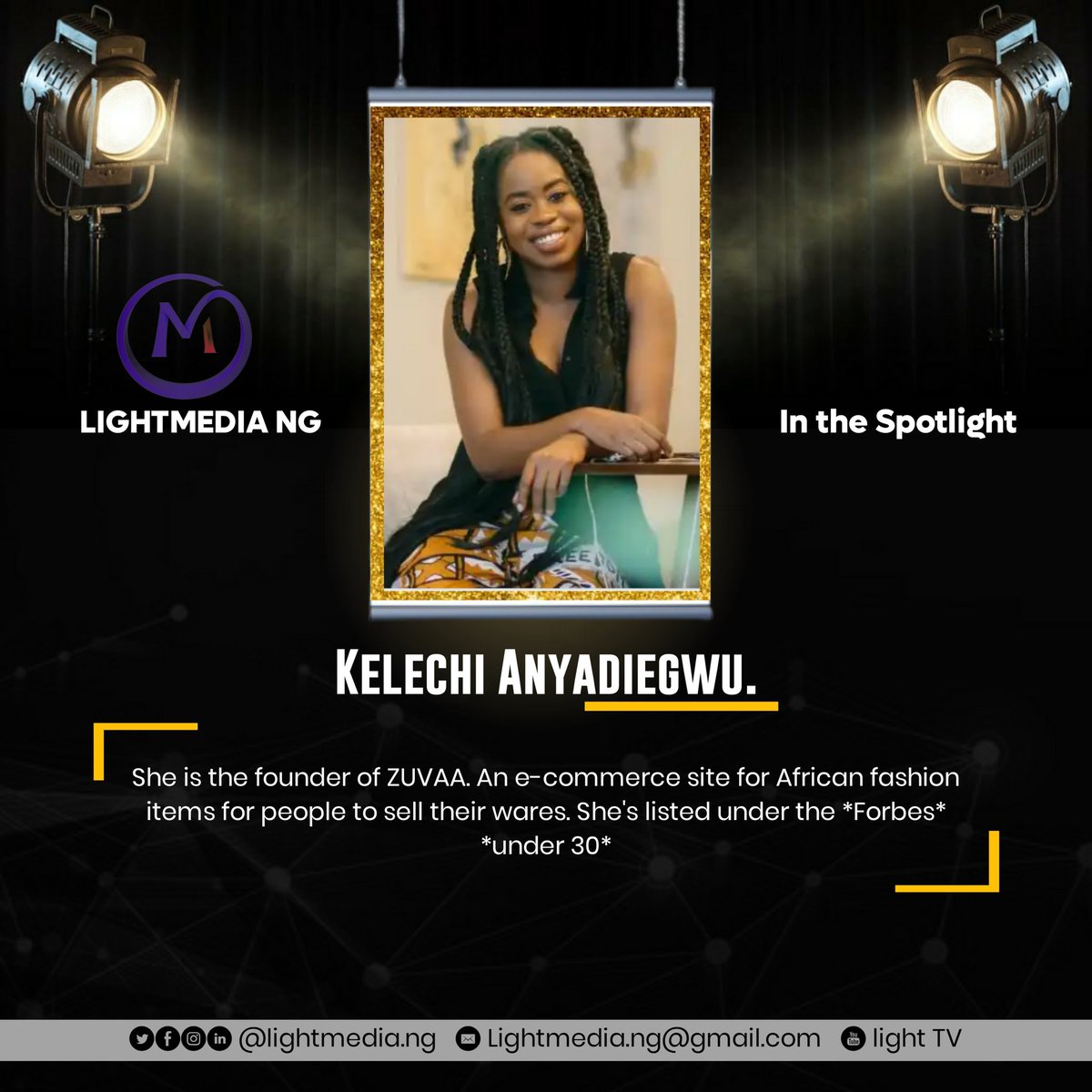 LightmediaNG's tweet photo. @KelechiUjuu 
@ujuu_media 
#Zuvaa
@Forbes 
#Spotlight 
#celebrity https://t.co/TIGN9hZAEi