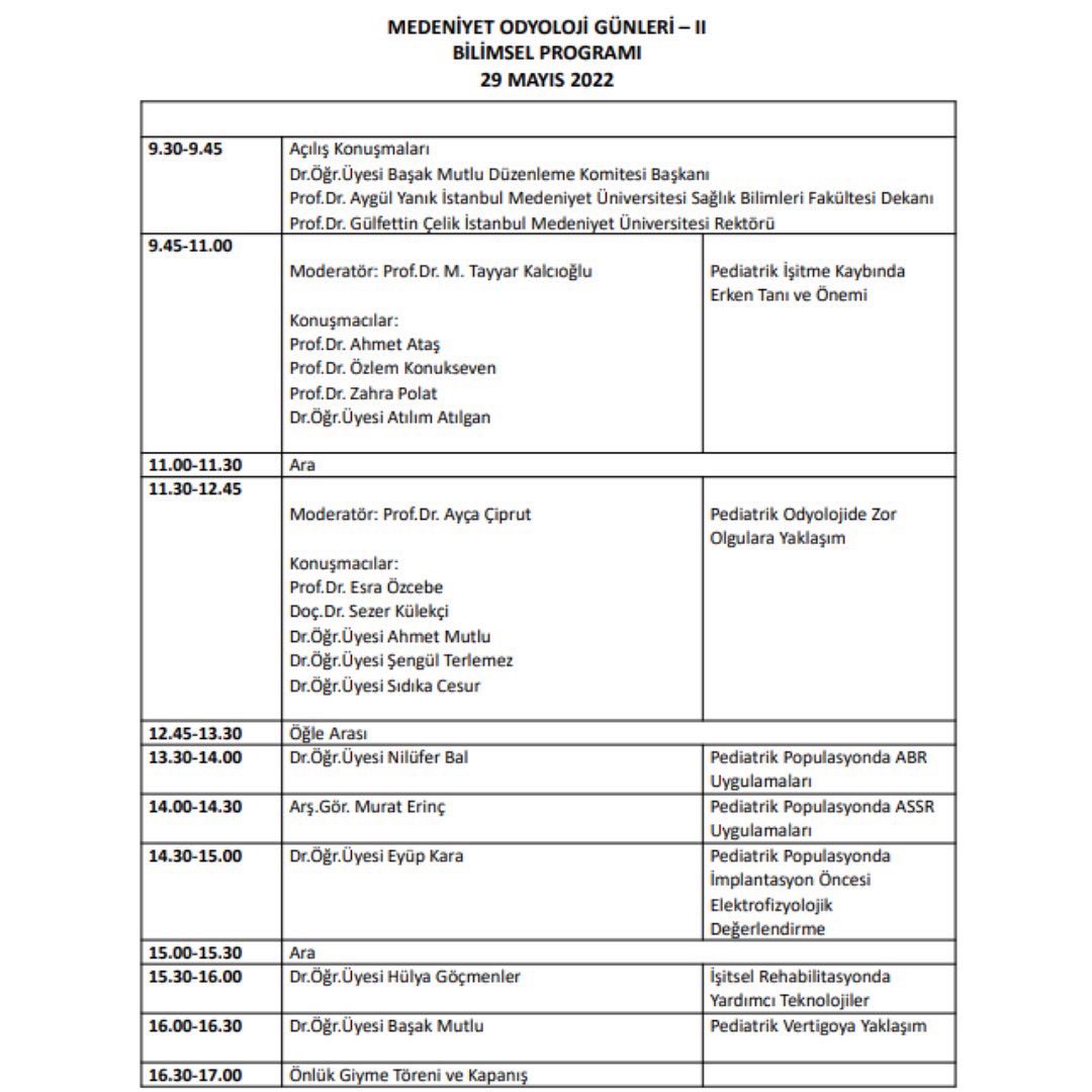 İstanbul Medeniyet Üniversitesi Sağlık Bilimleri Fakültesi Odyoloji Bölümü olarak bu yıl ikincisi düzenlenen 'Medeniyet Odyoloji Günleri-II' kapsamında Pediatrik Odyoloji'yi konuşacağız. Sizleri de aramızda görmekten mutluluk duyarız. Herkesi bekliyoruz. 🤗✨