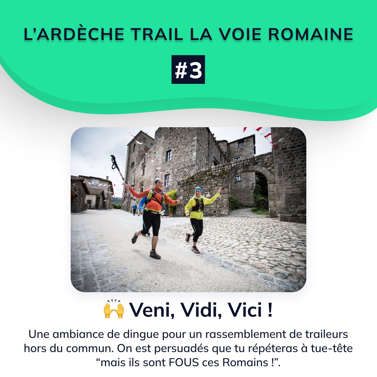 Finishers_com's tweet photo. Les revoilà, ces Romains ! ⚔️
À J-10 de la prochaine édition de l'Ardèche Trail la Voie Romaine (29-30 avril), voici 4 raisons de participer à cette épreuve au coeur du Parc Naturel Régional des Monts d'Ardèche ! ⛰
#kavval #ardechetraillavoieromaine https://t.co/yVXVwxE9Vz