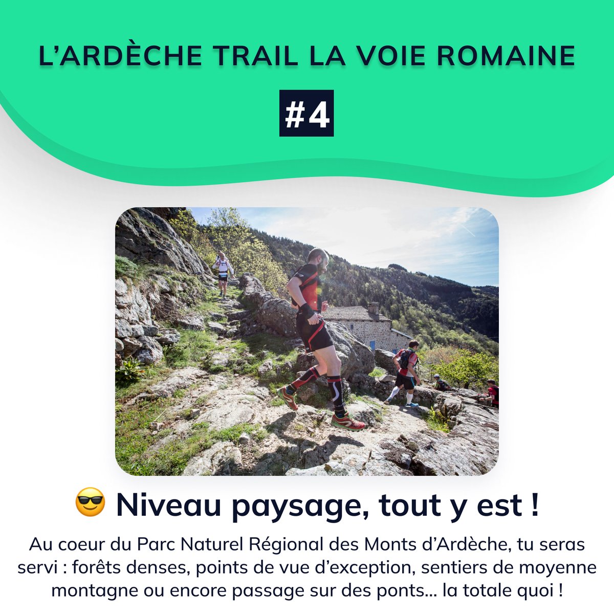 Finishers_com's tweet photo. Les revoilà, ces Romains ! ⚔️
À J-10 de la prochaine édition de l'Ardèche Trail la Voie Romaine (29-30 avril), voici 4 raisons de participer à cette épreuve au coeur du Parc Naturel Régional des Monts d'Ardèche ! ⛰
#kavval #ardechetraillavoieromaine https://t.co/yVXVwxE9Vz