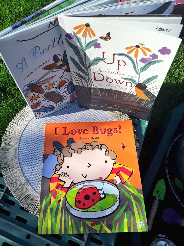 AshbridgeMaxy's tweet photo. Hello Sunshine ☀️ The grass area is ready for #Squirrels to enjoy a bug-tastic Tea Party along with some books for us to explore. #outdooratelier @NDNAtalk #eytalking @cosydirect #EYFS #EYtagteam #outdoors #creepycrawlies #minibast #springinquiry #SpringVibes https://t.co/UlWiTEdevq