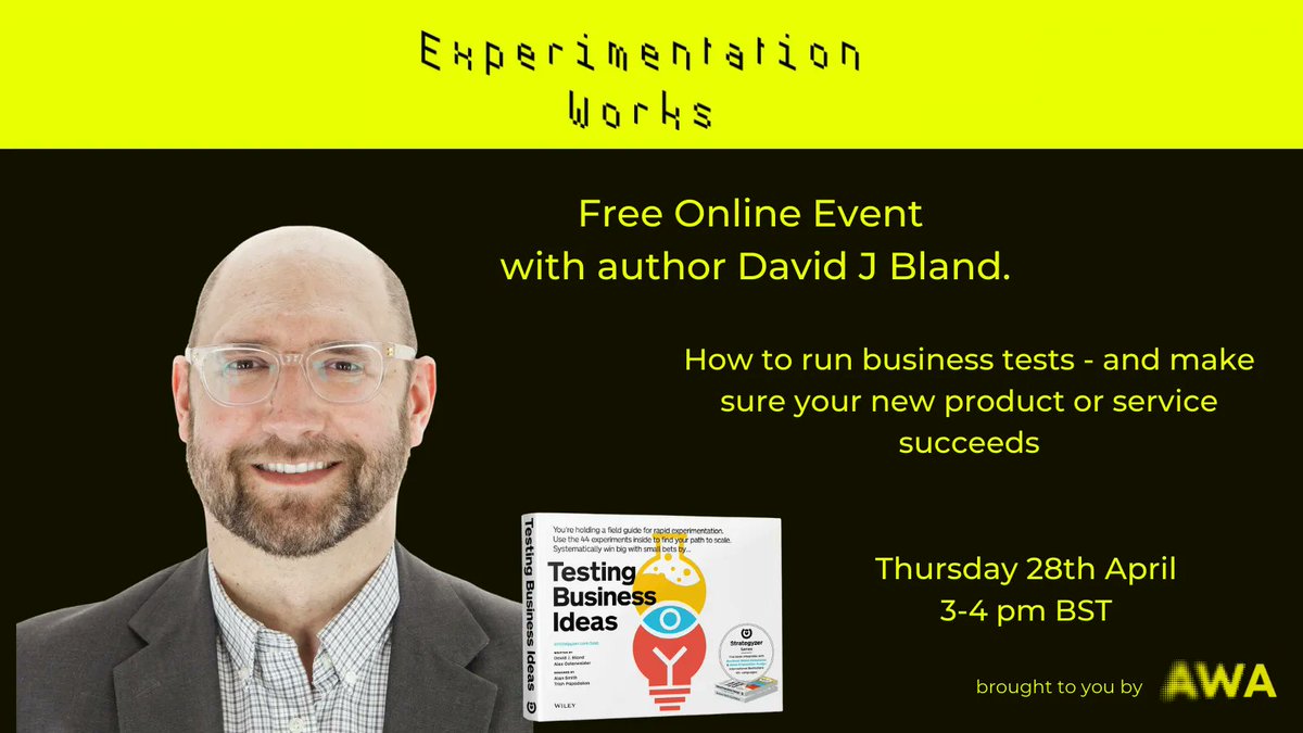 According to @davidjbland successful design teams need to exhibit these six behaviours - 1. Data influenced 2. Experiment driven 3. Customer centric 4. Entrepreneurial 5. Iterative and 6. Question assumptions. Listen to him speak here.
buff.ly/37Hv5VA
#Experimentation