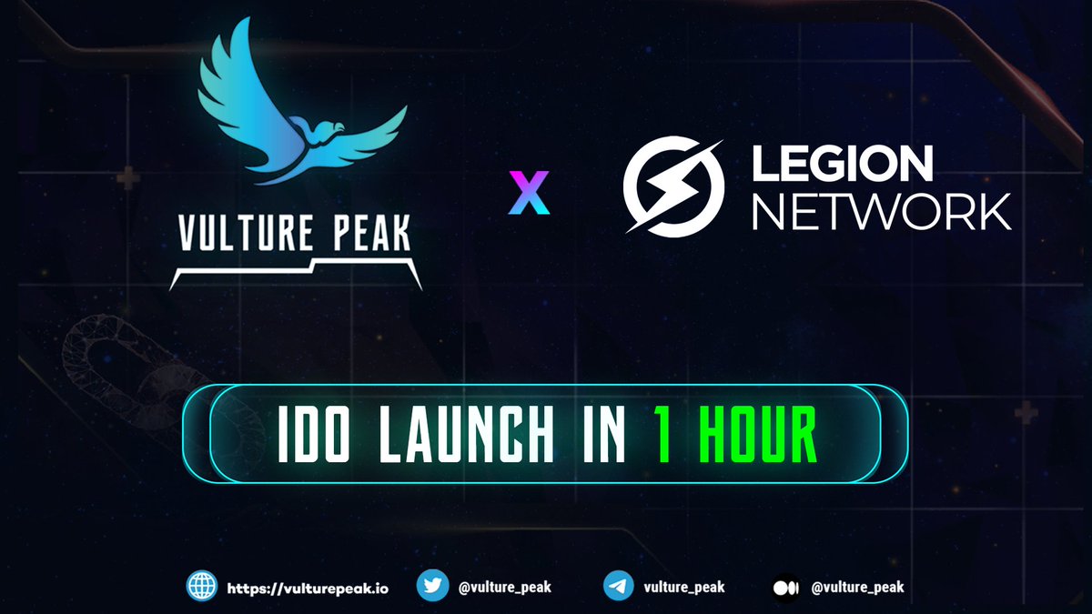 vulture_peak's tweet image. 🚨 @LegionNetwork__ IDO 🚨

1 hour until @LegionNetwork__ IDO🤩

Get ready to🛒 as it's FCFS⏰🔥🚀

Whitelisting and Fund Deposit: 19th April 2022, 10 am UTC - 3 pm UTC ✨ 
 
For more info👇
medium.com/@vulture_peak/…

#P2E #VPK #NFT #Metaverse #IDO #CryptoNews #Blockchain #W2E