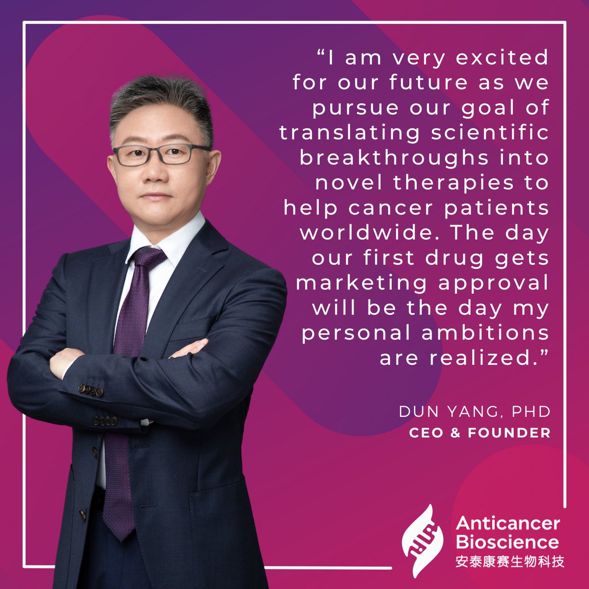 anticancerbio's tweet photo. Congratulations to our Founder, President and CEO, Dun Yang, Ph.D. who has been named an In Vivo Rising Leader 2022. @INVIVOnow's 30 Rising Leaders recognize entrepreneurs and innovators who represent the next wave of creativity in health care. 
Read more:https://t.co/moT9fKxuwS https://t.co/qzSrzN9ogw