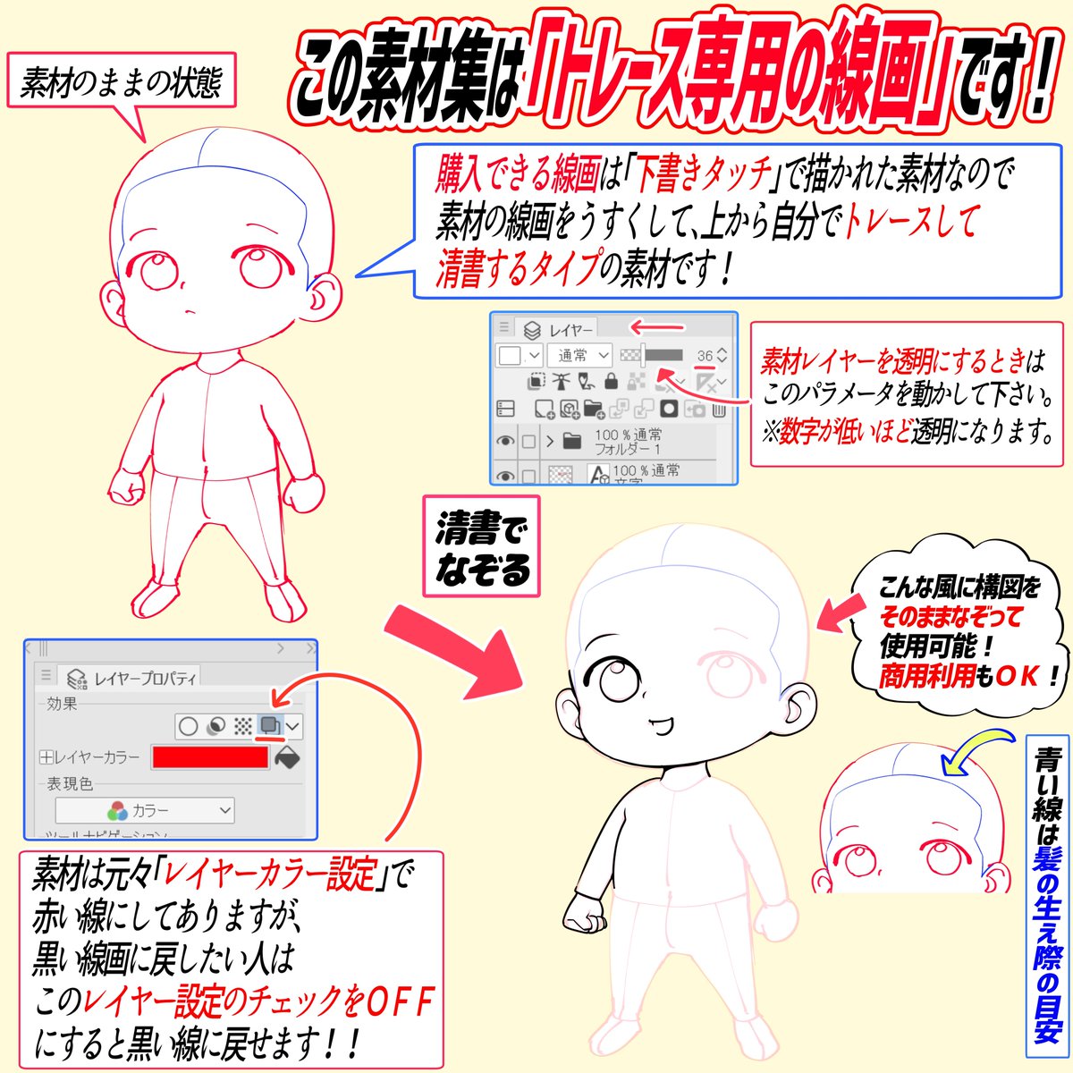 【ちびキャラの素材集】使い方👼

①ちびキャラが素材をコピーするだけで描ける‼️

②色んな角度の線画素材があるので
描きたい構図で迷ったり悩まない‼️

ミニキャラ👶🏻が描きたいけど
デッサンが苦手な人に最強の素材集📔です🔥✨✨
https://t.co/Z11lvsoYdk 