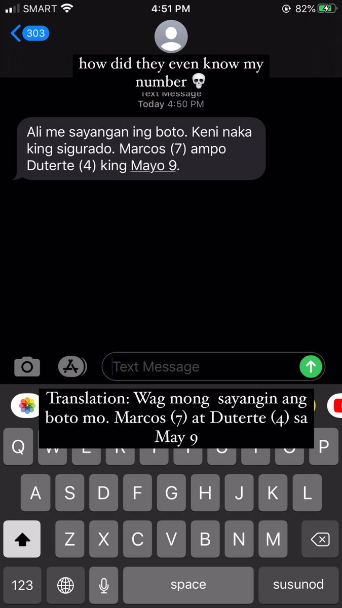 Ohmydonato's tweet photo. Desperedo na sila. Hindi ko rin alam kung sino o kung paano nila nakuha ang number ko. May mga nagtetext na po na iboto dapat si Marcos At Duterte. 🙅🏻‍♀️ sa Pampanga po ito. Mag ingat po tayo. #LeniKiko2022 #Halalan2022 https://t.co/YZq1kuGxhi
