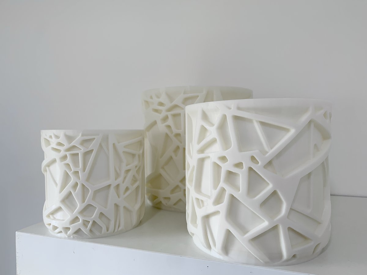 TripleAxis3D's tweet photo. Love these pots, 3D printed in white PLA+ #3dprinting #3dprintingservice #fdm https://t.co/rTJfUESpYj