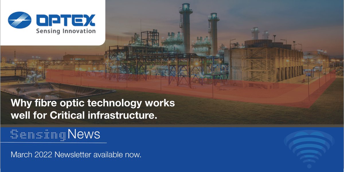 OPTEXSecEMEA's tweet photo. Our Sensing News is out now.
This month we take a look at why fibre optic technology works well for Critical infrastructure.
Read the full article here: https://t.co/qOfKEvSazD
#securitynews #securityprofessionals #securityindustry https://t.co/JevufTZ8ui