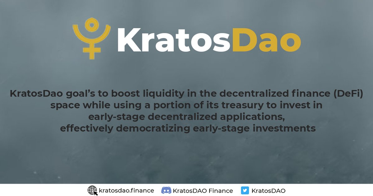 💥 💥 KratosDao goal’s to boost liquidity in the decentralized finance (DeFi) space while using a portion of its treasury to invest in early-stage decentralized applications, effectively democratizing early-stage investments💥💥