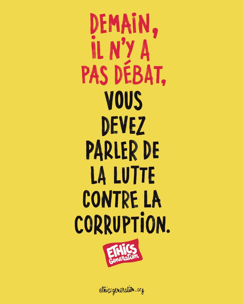 EthicsGenerat11's tweet photo. La lutte contre la corruption commence dès maintenant. #ethicsgeneration #EmmanuelMacron #MarineLePen https://t.co/O1mOvp6fiv