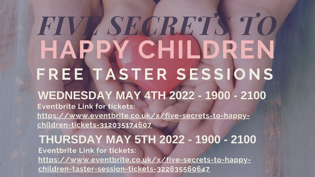 KimLeeOwn's tweet image. Good morning #worcestershirehour! I am hosting a couple of free taster sessions, on Zoom, for anyone interested in exploring the Five Secrets to Happy Children - A set of simple principles that help busy parents find ways of helping kiddos get confident, resilient &amp;amp; independent!