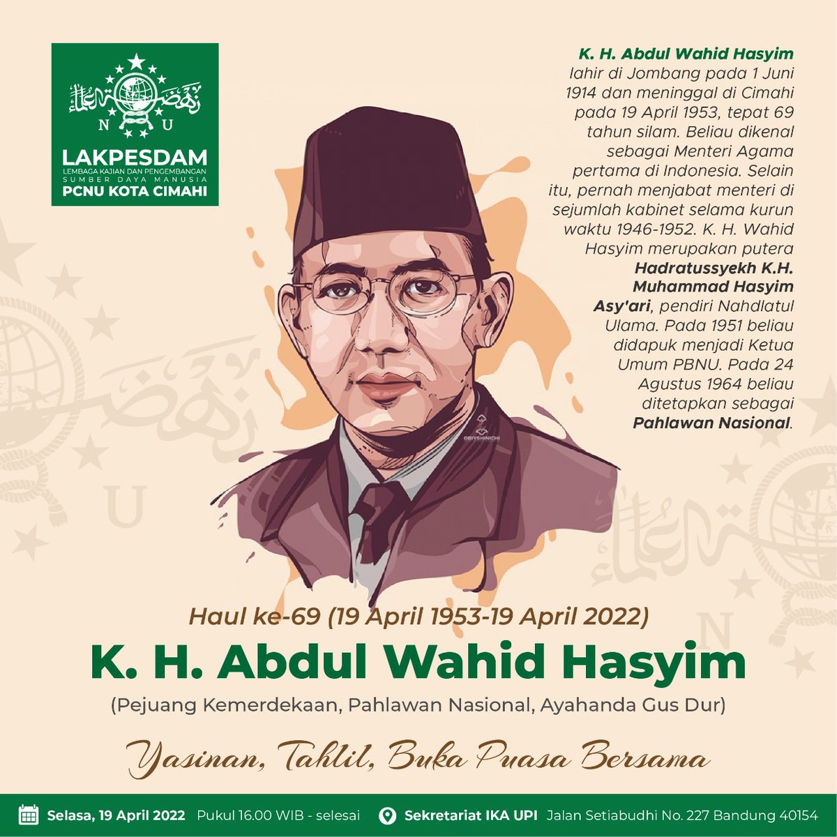 mengenang KH Wahid Hasyim... al fatihah...