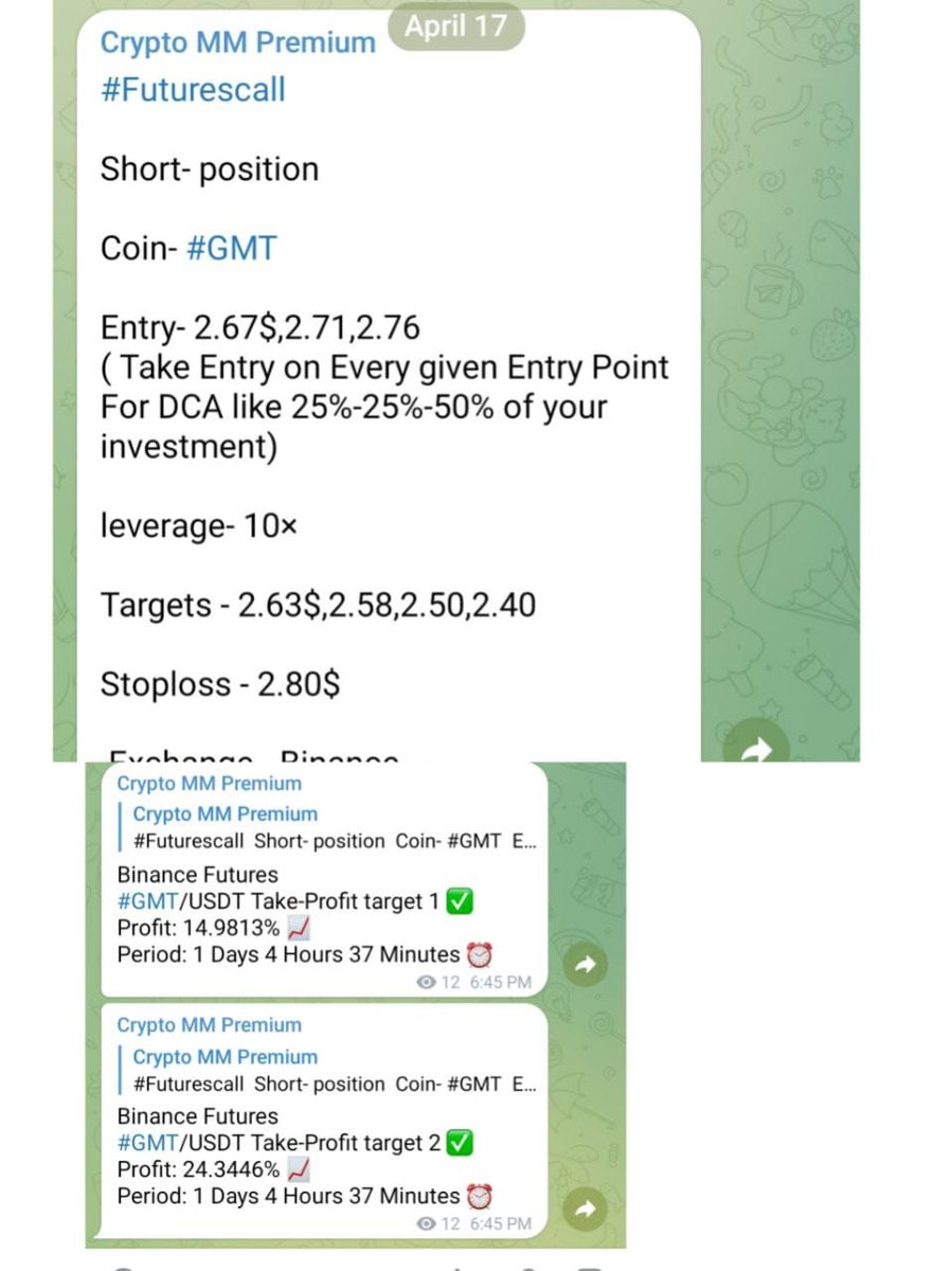 We shared #GMT Short  call in our Telegram Channel ✅ 
25%   profit   💰✅ 
Join our free Telegram Channel and grab all quick profit signals.                                                     Hurry up 🏃‍♂👇
telegram.me/Cryptomoneymak…