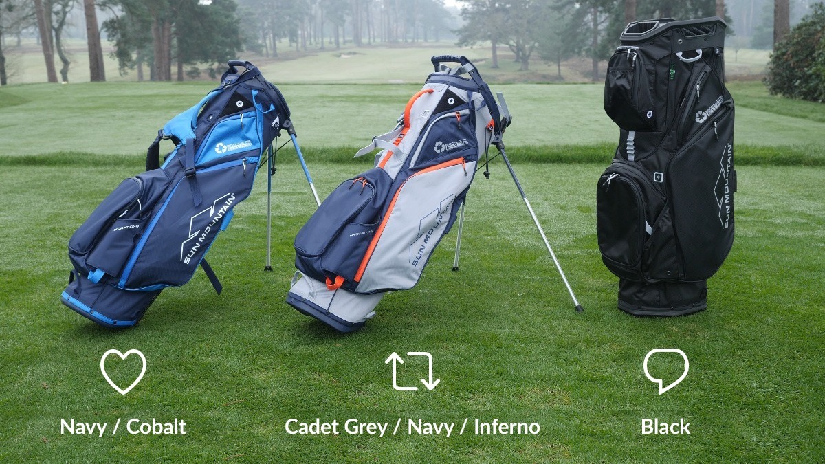 hickletongc's tweet photo. We absolutely love the colourways available in the #SunMountain Eco-Lite EWP bag range! But which one is your favourite? #HickletonProShop
RT: Cadet/Navy/Inferno
Like: Navy/Colbat
Comment: Black https://t.co/Mu2Ejug2R8