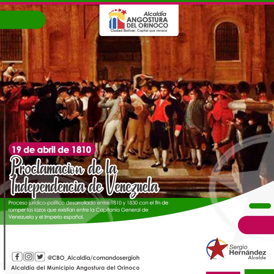 Hoy se cumplen 212 años de la proclamación de nuestra independencia; donde decidimos ser libres y soberanos, hoy más que nunca decimos Venezuela es tierra de paz y la seguiremos defendiendo