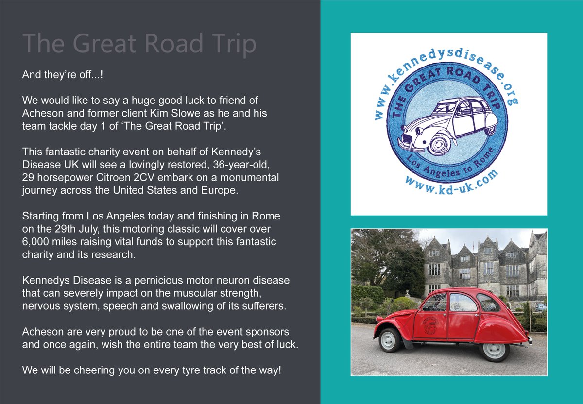 A HUGE good luck to @UkKennedys as #thegreatroadtrip begins! #charity #fundraising #kennedysdiseaseawareness #kennedysdisease #charity #fundraiser #KDUK #RoadTripChallenge 
justgiving.com/fundraising/th…