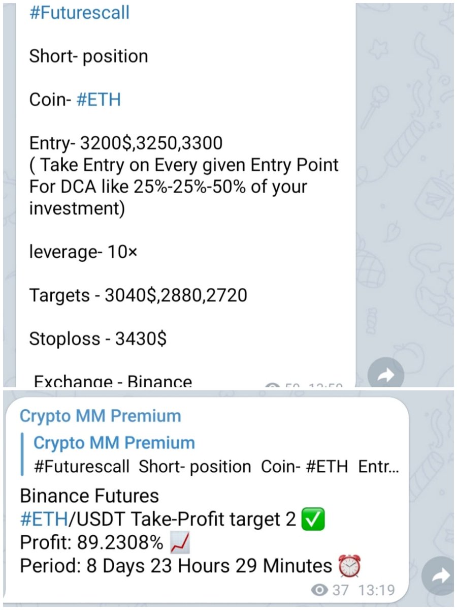 We shared #ETH Short  call in our Telegram Channel ✅ 
89%  huge profit   💰✅ 
Join our free Telegram Channel and grab all quick profit signals.                                                     Hurry up 🏃‍♂👇
telegram.me/Cryptomoneymak…