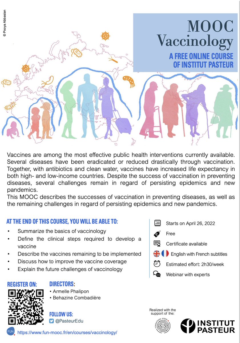 Institut Pasteur Education (@pasteuredu) on Twitter photo Vaccinology 𝐌𝐎𝐎𝐂
👉Register on: bit.ly/3wyenCA
Open, free & available in🇬🇧 with 🇫🇷 subtitles
Start day: 26th April!
<a href="/institutpasteur/">Institut Pasteur, since 1887</a>
<a href="/FunMooc/">France Université Numérique</a>
<a href="/FondationIpsen/">Fondation Ipsen - Rare but not Alone</a>
#vaccinology #health #vaccination #EducationNews #Science #healthcare Vaccinology 𝐌𝐎𝐎𝐂
👉Register on: bit.ly/3wyenCA
Open, free & available in🇬🇧 with 🇫🇷 subtitles
Start day: 26th April!
<a href="/institutpasteur/">Institut Pasteur, since 1887</a>
<a href="/FunMooc/">France Université Numérique</a>
<a href="/FondationIpsen/">Fondation Ipsen - Rare but not Alone</a>
#vaccinology #health #vaccination #EducationNews #Science #healthcare