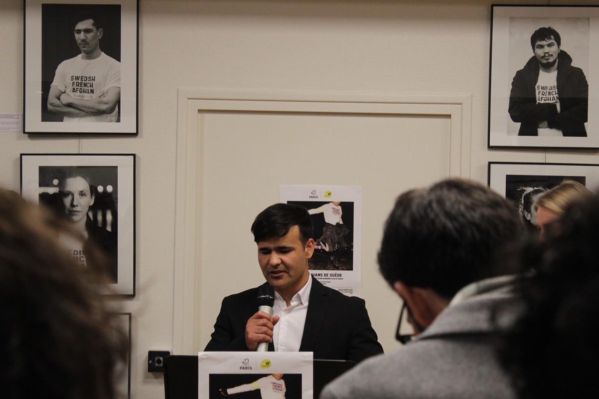linda_thilen's tweet photo. Taqi lived 5 years in Sollefteå before facing deportation to Afghanistan. Instead he fled to France and obtained refugee status in less than a year. What is wrong @Ygeman @Migrationsverk ? 👇Taqi talking at exhibition Les Afghans de Suède. Open April 1st to 28th in Paris. https://t.co/5bZS73jjVL