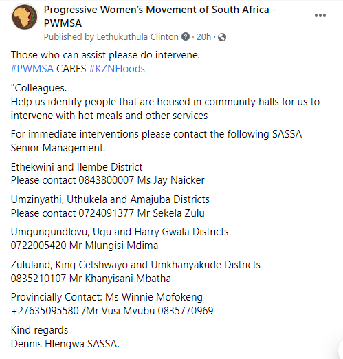 Let us all assist where we can #KZNFloods2022