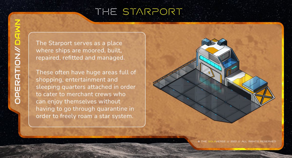Prepare your spaceships for battle with your Starport 💫 

Spaceships are upgradeable, repairable and customisable. Bringing a whole new range of exciting combat into <a href="/OperationDawn_/">Operation Dawn (P2E)</a> and Play2Earn gaming.
