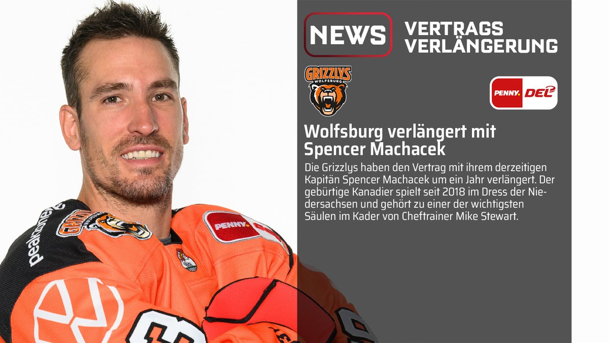 Die <a href="/grizzlys_wob/">Grizzlys Wolfsburg</a> haben den Vertrag mit ihrem derzeitigen Kapitän Spencer Machacek um ein Jahr verlängert. Der gebürtige Kanadier spielt seit 2018 im Dress der Niedersachsen und gehört zu einer der wichtigsten Säulen im Kader von Cheftrainer Mike Stewart.