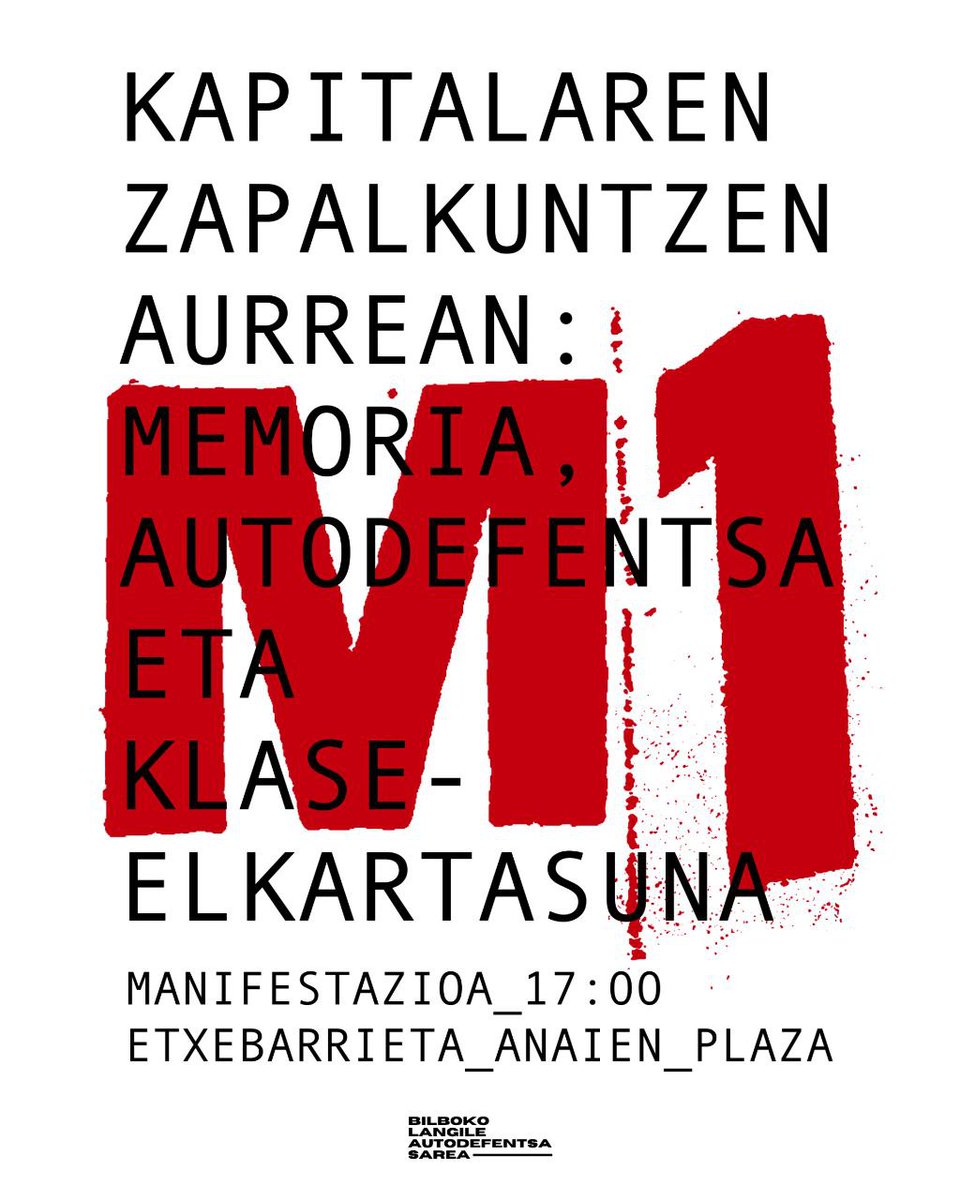 BilbokoS's tweet photo. Aurten ere, maiatzaren 1ean manifestazio berri baterako Deia egiten dugu. Elkarri lotzeko, era autonomoan elkar eraikitzeko eta irmoki ohiukatzeko: "soldatapeko lanaren sistemaren abolizioa!"

Etxebarrieta anaien plazatik, 17:00etan https://t.co/MaX0GRBhiz