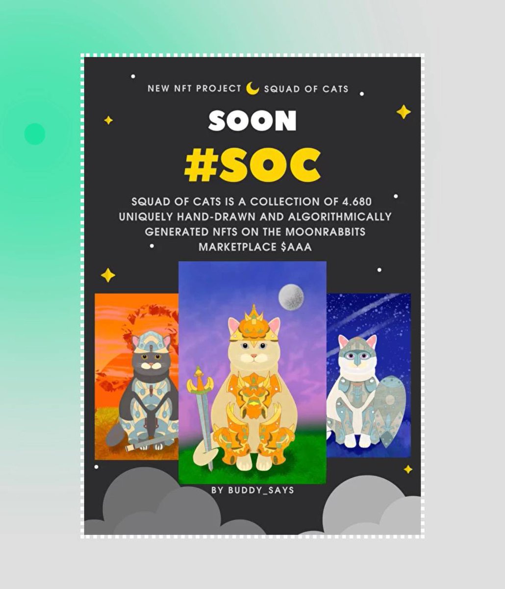 🔥I have come up with another very interesting Twitter contest for you, there will be an announcement soon. 

more about GKB buddysart.com/gkb 
more about SOC buddysart.com/soc

$AAA #NFTs #NFTCommunity <a href="/moonrabbitAZ/">Moon Rabbit</a>