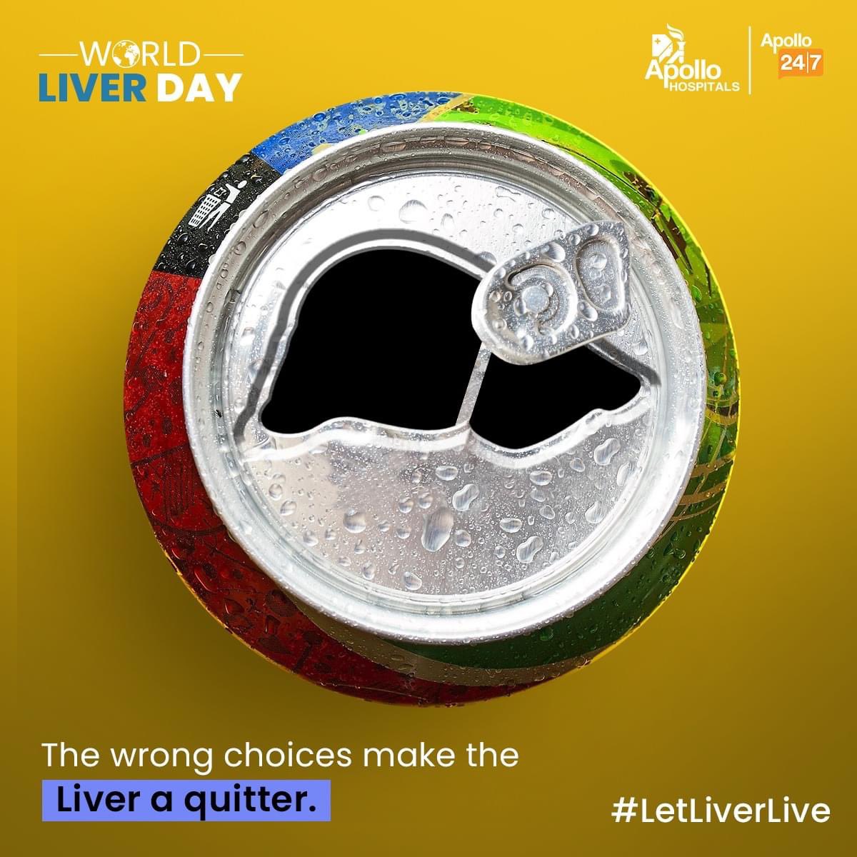 A soda a day & a cola at night make the liver weaker & a quitter. People who drink a lot of soft drinks are more likely to have non-alcoholic fatty liver disease. Furthermore, it can also lead to insulin resistance, liver inflammation & cirrhosis.
#LetLiverLive #WorldLiverDay