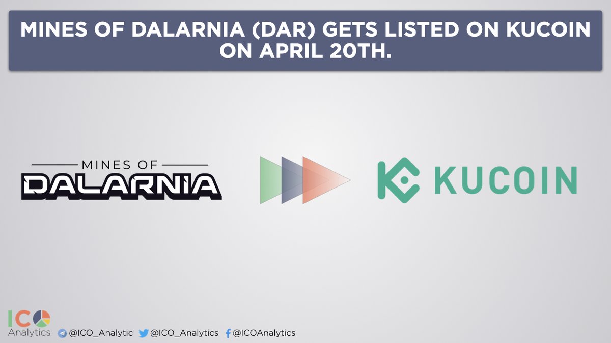 _ <a href="/MinesOfDalarnia/">Mines of Dalarnia</a> $DAR gets listed on <a href="/kucoincom/">KuCoin</a> on April 20th. DAR/USDT and DAR/BTC trading will go live at 09:00 AM (UTC).
kucoin.com/news/en-mines-…