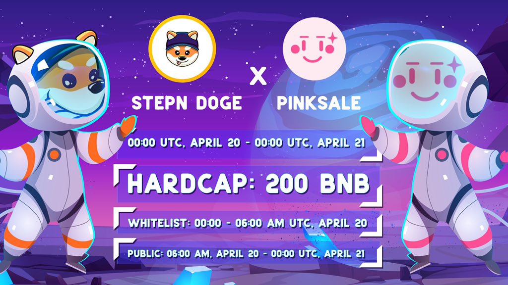 📣 Today's Gem 💎

🚨 <a href="/StepnDoge/">Stepn Doge | Public Beta Phase I</a> presale will start at 00:00 (UTC) on April 20 on <a href="/pinkecosystem/">PinkSale (Pink Ecosystem)</a> 

🚢 Get on board with me: pinksale.finance/#/launchpad/0x…

🚀 Join the WHITELIST now: sweepwidget.com/view/55329-sag… x.com/messages/media…