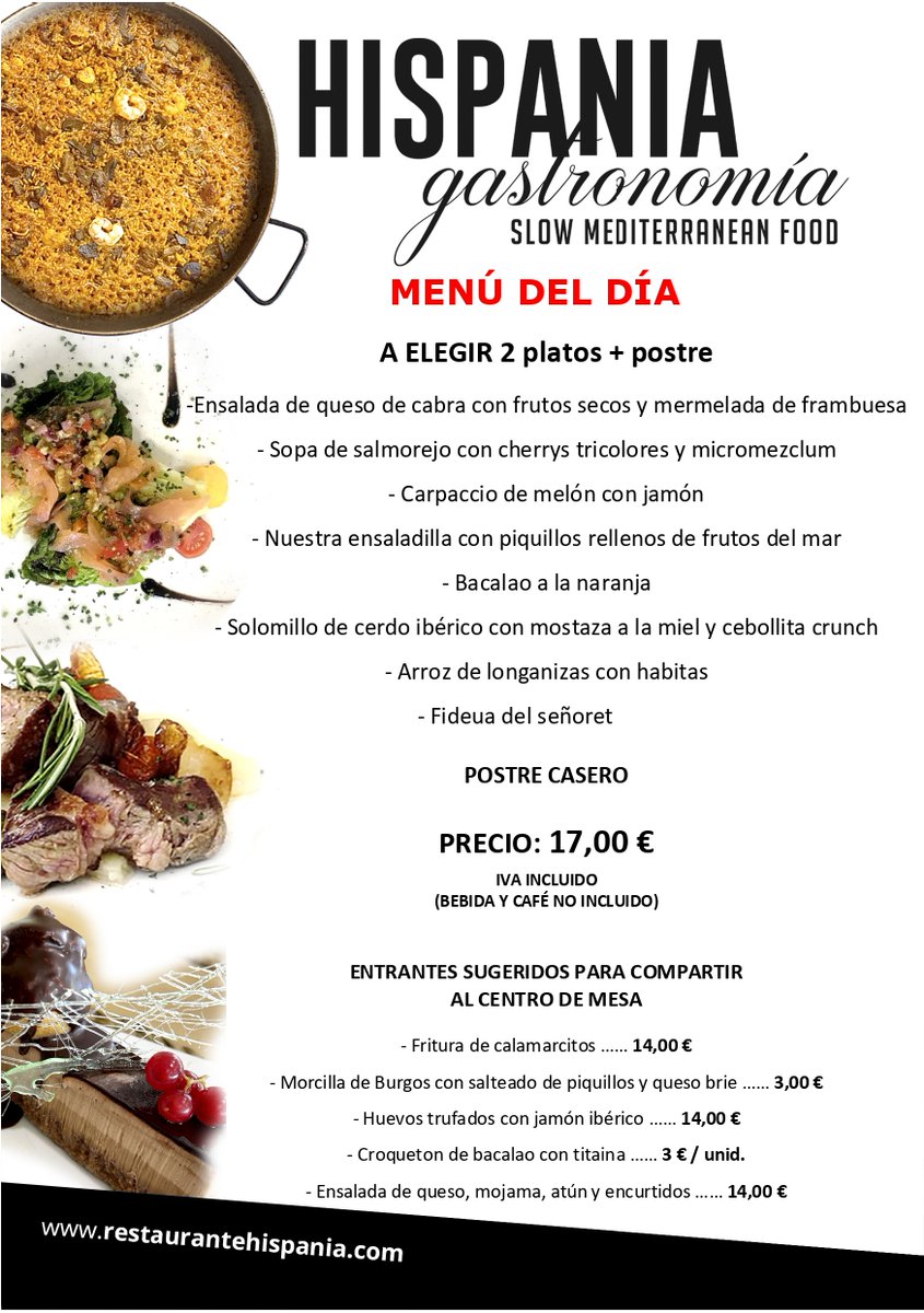 hispaniarest's tweet photo. 🔈 Menú mediodía en Masia de las Estrellas 🍴
➡ https://t.co/R7clL5UfTq 😋
Reservas ☎ 960 442 200 Ext 2 📲 647 49 21 67
📍 Cmno Sta Ana a Paiporta s/n Catarroja (Valencia)

#masiadelasestrellas #hispaniarestaurantes #menu #food #gastronomia https://t.co/XWEd4thO11