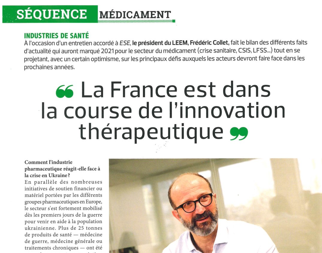 « La France est dans la course de l'innovation thérapeutique ! » Pour lire mon entretien avec <a href="/ABeau83/">Alexandre Beau</a>, rdv sur le site de l’Espace Social Européen 👉 espace-social.com/numeros/n1214-… <a href="/LeemFrance/">Leem</a>